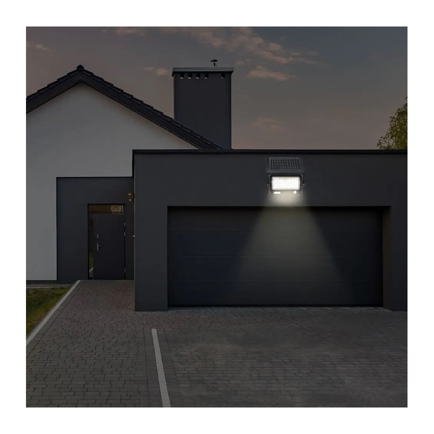 LED Himmennettävä aurinkokenno valonheitin anturilla LED/10W/3,7V 4000K IP65 7200 mAh + USB-portti