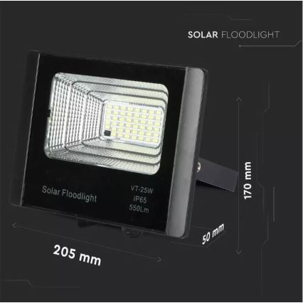 LED Himmennettävä aurinkokenno valonheitin LED/12W/3,2V 6000K IP65 5000 mAh + kauko-ohjaus