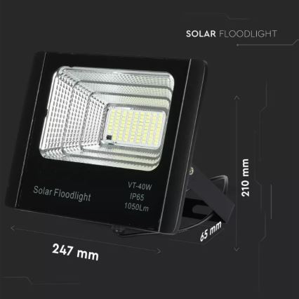LED Himmennettävä aurinkokenno valonheitin LED/16W/3,2V 4000K IP65 + kauko-ohjain