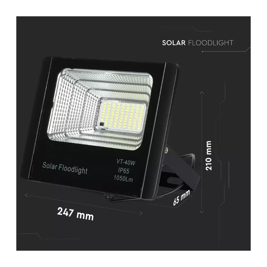 LED Himmennettävä aurinkokenno valonheitin LED/16W/3,2V 4000K IP65 + kauko-ohjain