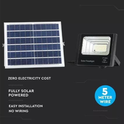 LED Himmennettävä aurinkokenno valonheitin LED/16W/3,2V 4000K IP65 + kauko-ohjain