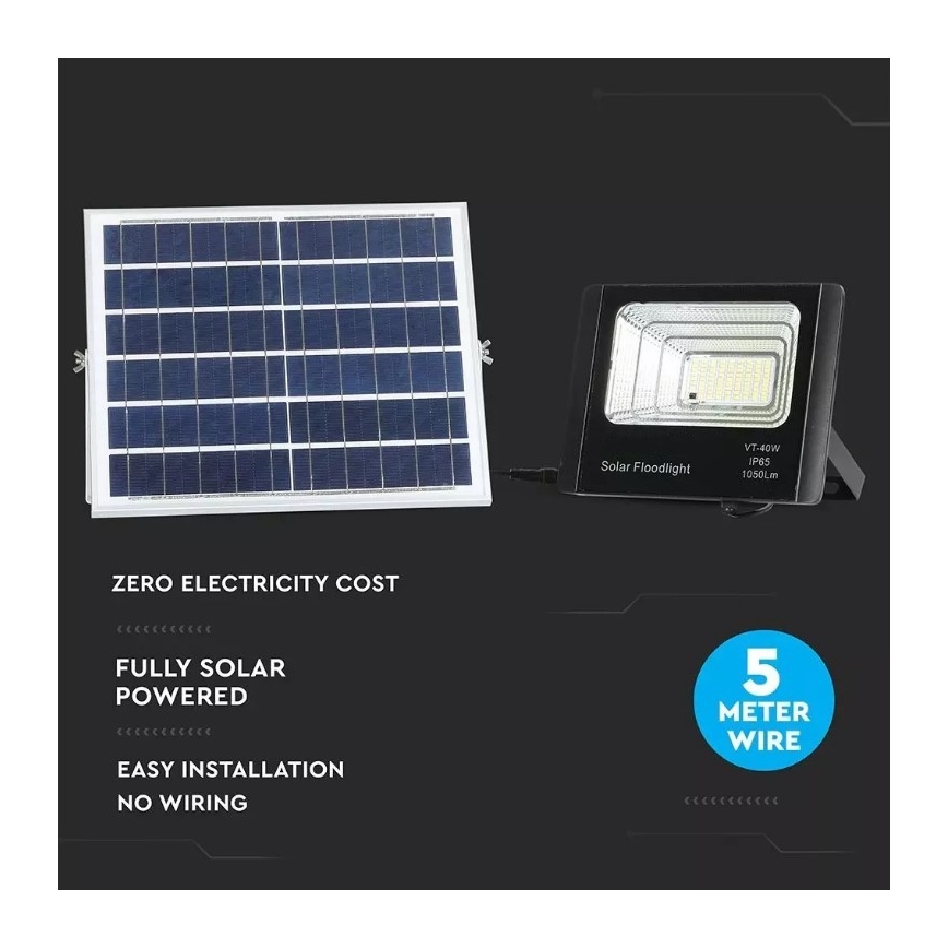 LED Himmennettävä aurinkokenno valonheitin LED/16W/3,2V 4000K IP65 + kauko-ohjain