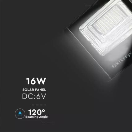 LED Himmennettävä aurinkokenno valonheitin LED/16W/3,2V 4000K IP65 + kauko-ohjain