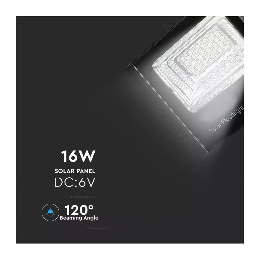 LED Himmennettävä aurinkokenno valonheitin LED/16W/3,2V 4000K IP65 + kauko-ohjain