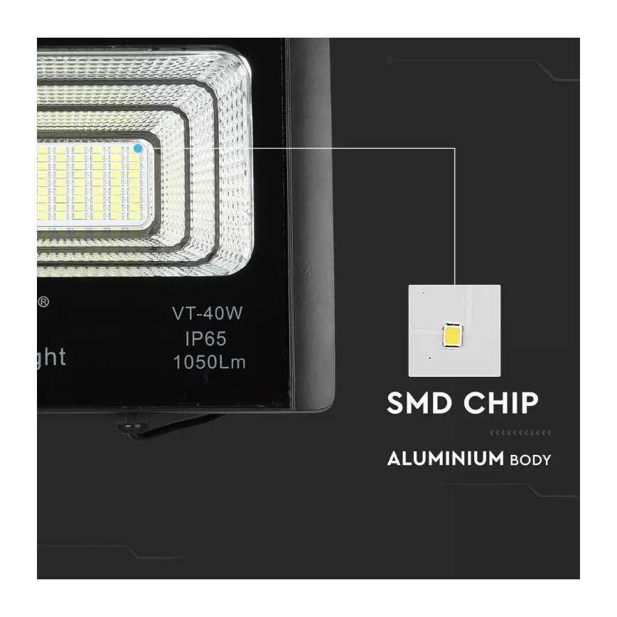 LED Himmennettävä aurinkokenno valonheitin LED/16W/3,2V 4000K IP65 + kauko-ohjain