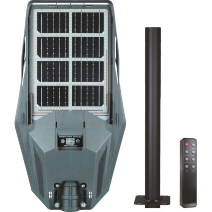 LED Himmennettävä aurinkokennoinen katulamppu anturilla KERS LED/300W/3,2V 6500K 8000 mAh IP65 harmaa + kauko-ohjaus