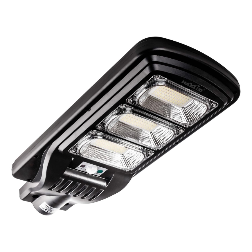 LED Himmennettävä aurinkokennoinen katulamppu anturilla LED/180W/6V 6500K IP65 musta + kauko-ohjaus