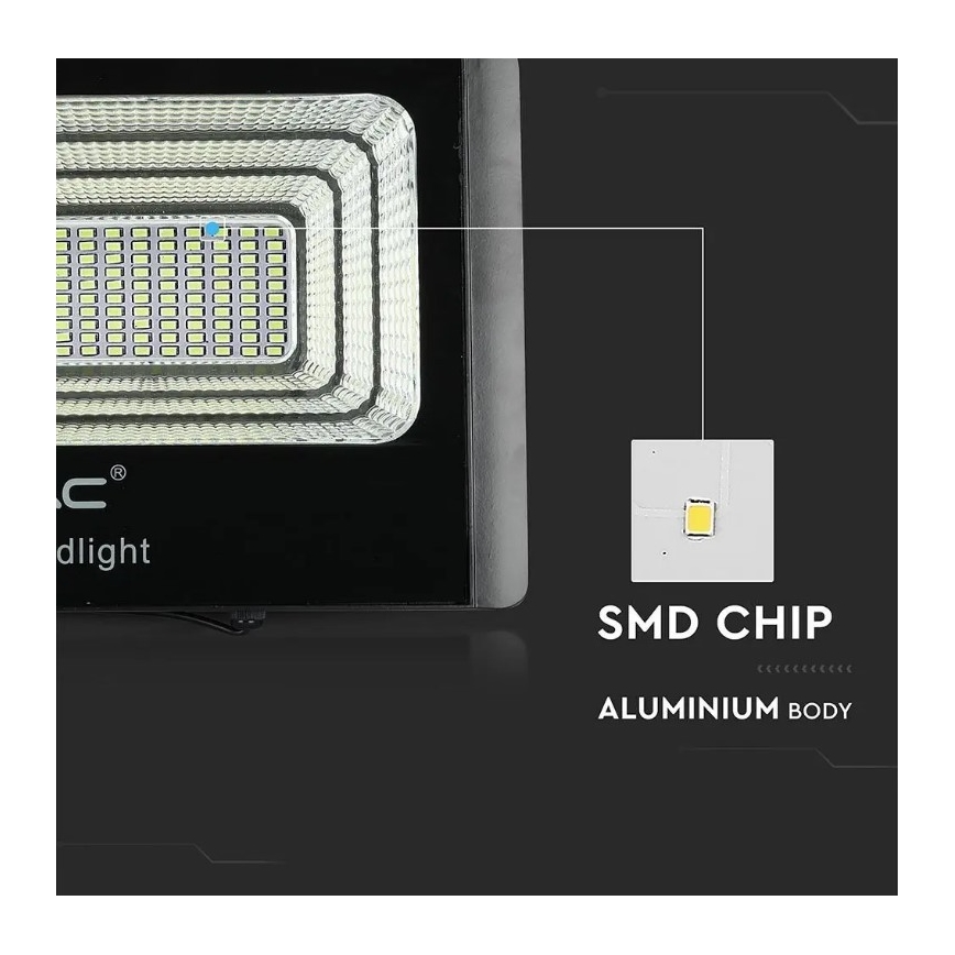 LED-himmennettävä aurinkokennovalonheitin LED/20W/6,4V 4000K IP65 + kaukosäädin