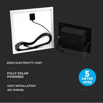 LED-himmennettävä aurinkokennovalonheitin LED/20W/6,4V 4000K IP65 + kaukosäädin