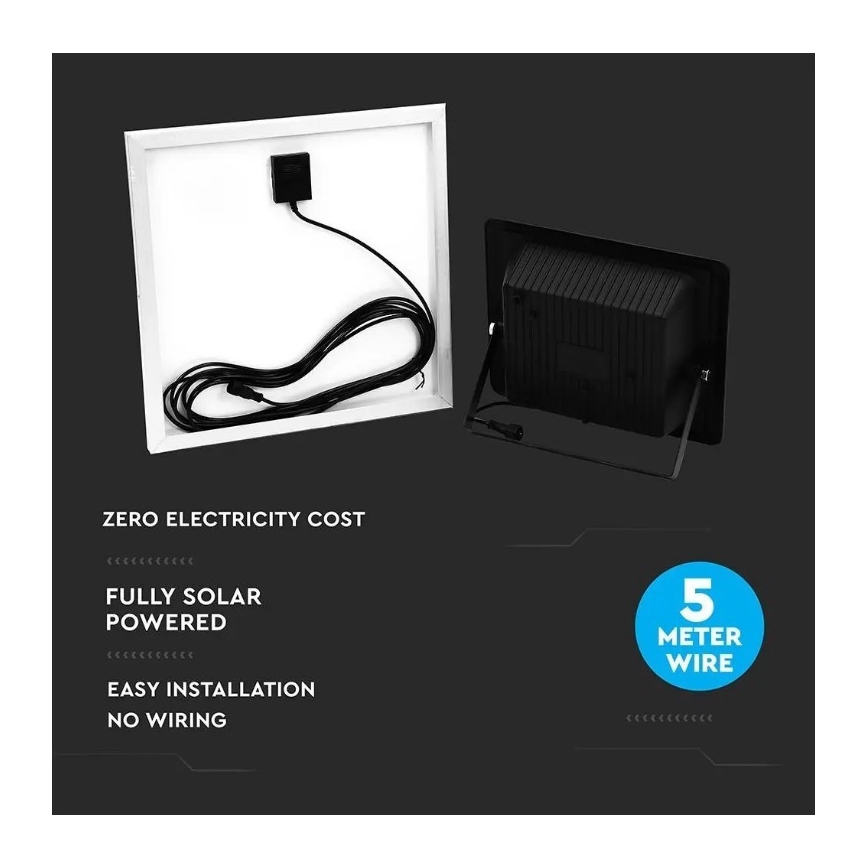 LED-himmennettävä aurinkokennovalonheitin LED/20W/6,4V 4000K IP65 + kaukosäädin