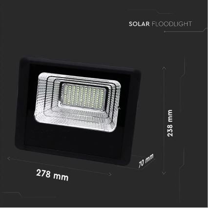 LED-himmennettävä aurinkokennovalonheitin LED/20W/6,4V 4000K IP65 + kaukosäädin