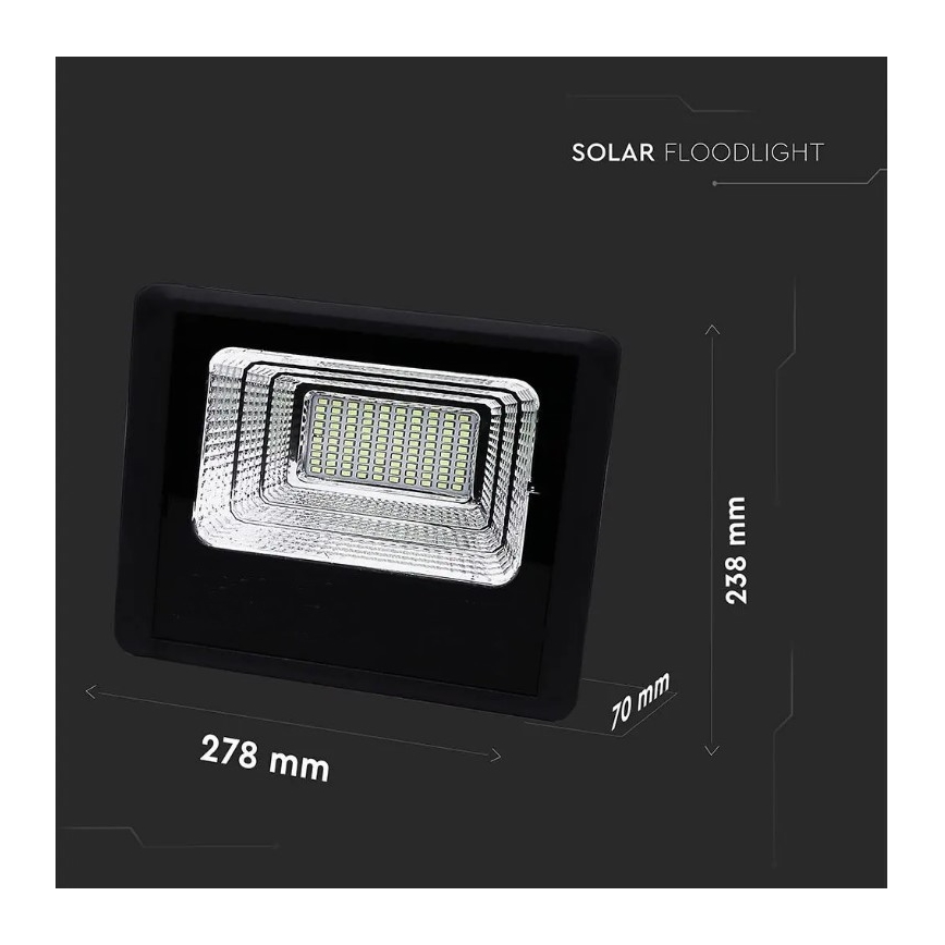 LED-himmennettävä aurinkokennovalonheitin LED/20W/6,4V 4000K IP65 + kaukosäädin