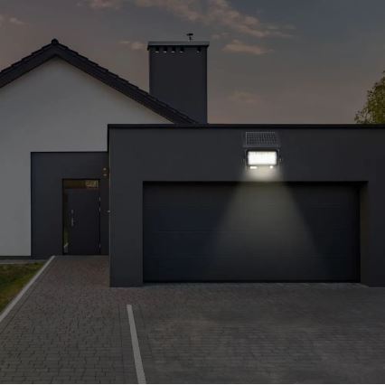 LED-himmennettävä aurinkokennovalonheitin sensorilla LED/10W/3,7V 4000K IP65 + USB-portti