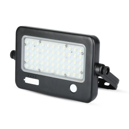 LED-himmennettävä aurinkokennovalonheitin sensorilla LED/10W/3,7V 4000K IP65 + USB-portti