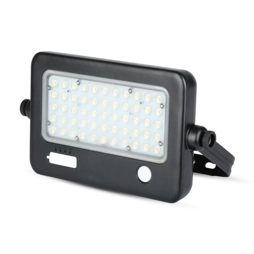 LED-himmennettävä aurinkokennovalonheitin sensorilla LED/10W/3,7V 4000K IP65 + USB-portti