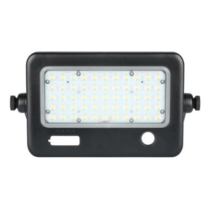 LED-himmennettävä aurinkokennovalonheitin sensorilla LED/10W/3,7V 4000K IP65 + USB-portti