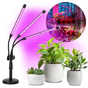 LED Himmennettävä flexible pöytävalaisin kasvien kasvattamiseen VITARO 3xLED/10W/230V musta