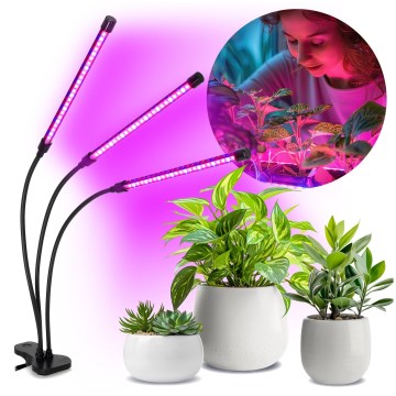 LED Himmennettävä flexible pöytävalaisin klipsillä kasvien kasvattamiseen VITARO 3xLED/10W/230V musta