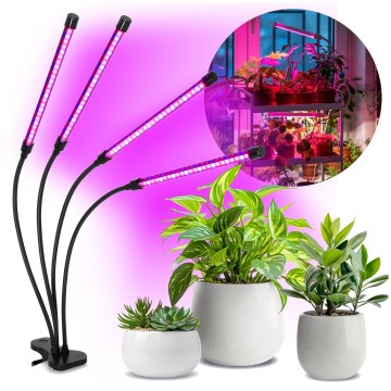 LED Himmennettävä flexible pöytävalaisin klipsillä kasvien kasvattamiseen VITARO 4xLED/10W/230V musta