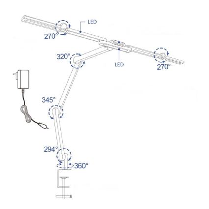 LED Himmennettävä kosketus flexible pöytävalaisin LED/24W/230V 3000-6500K CRI 92 musta