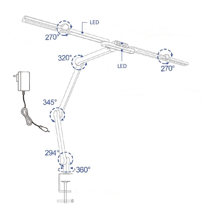 LED Himmennettävä kosketus flexible pöytävalaisin LED/24W/230V 3000-6500K CRI 92 musta
