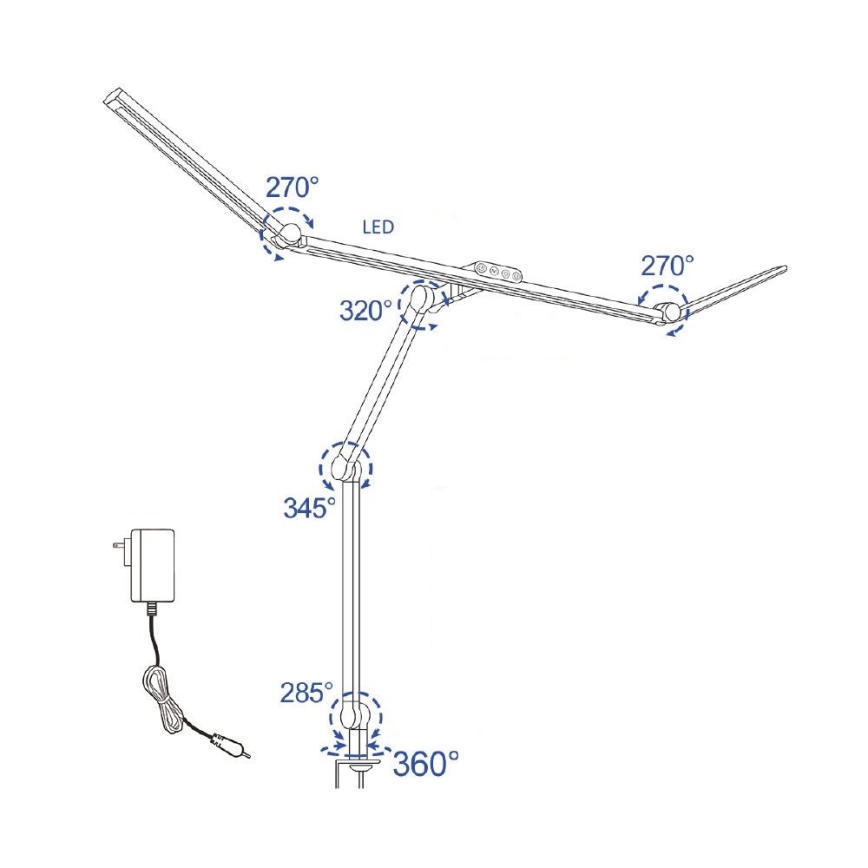 LED Himmennettävä kosketus flexible pöytävalaisin LED/36W/230V 3000-6500K CRI 92 musta