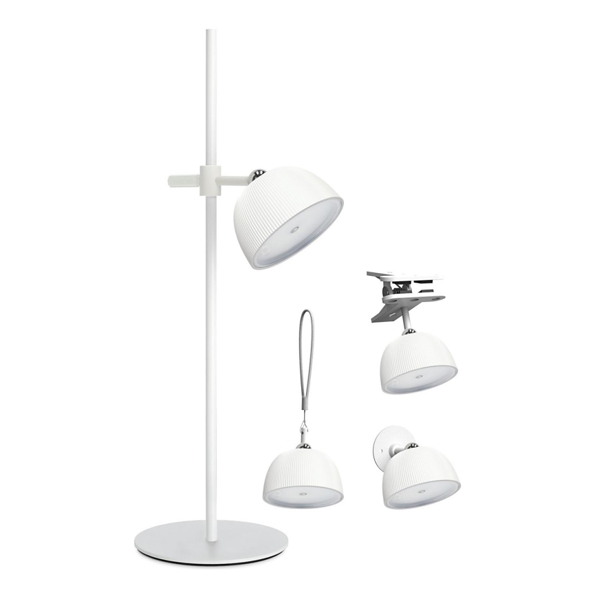 LED Himmennettävä ja ladattava pöytälamppu 4in1 LED/3,5W/5V 3000/4000/6500K IP54 1800 mAh valkoinen
