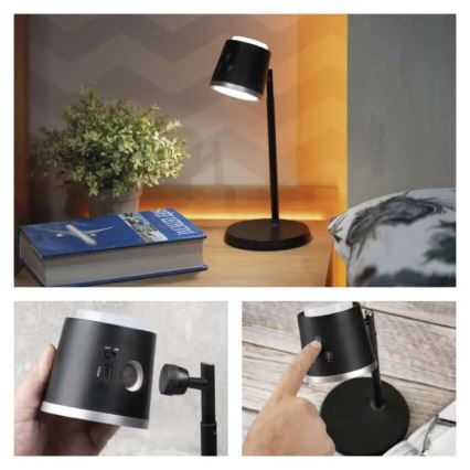 LED Himmennettävä ja ladattava pöytälamppu 4in1 LED/6W/3,7V 3000K/4000K/6500K 1500mAh musta