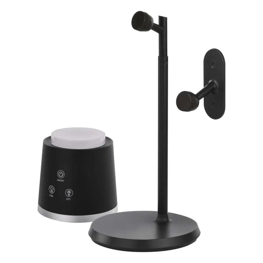 LED Himmennettävä ja ladattava pöytälamppu 4in1 LED/6W/3,7V 3000K/4000K/6500K 1500mAh musta