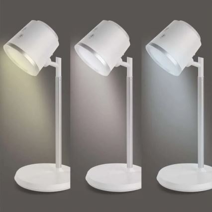 LED Himmennettävä ja ladattava pöytälamppu 4in1 LED/6W/3,7V 3000K/4000K/6500K 1500mAh valkoinen