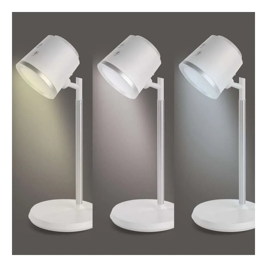 LED Himmennettävä ja ladattava pöytälamppu 4in1 LED/6W/3,7V 3000K/4000K/6500K 1500mAh valkoinen