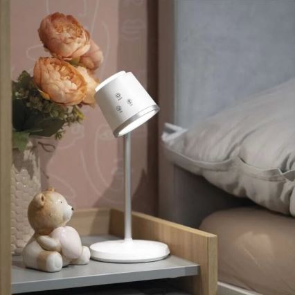 LED Himmennettävä ja ladattava pöytälamppu 4in1 LED/6W/3,7V 3000K/4000K/6500K 1500mAh valkoinen