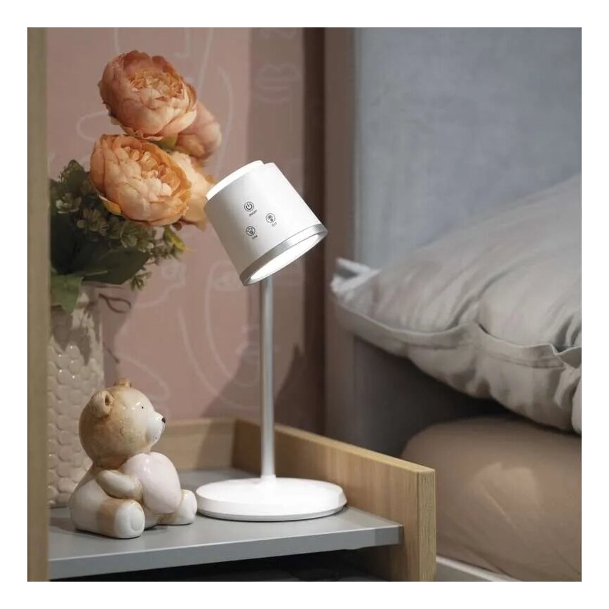 LED Himmennettävä ja ladattava pöytälamppu 4in1 LED/6W/3,7V 3000K/4000K/6500K 1500mAh valkoinen