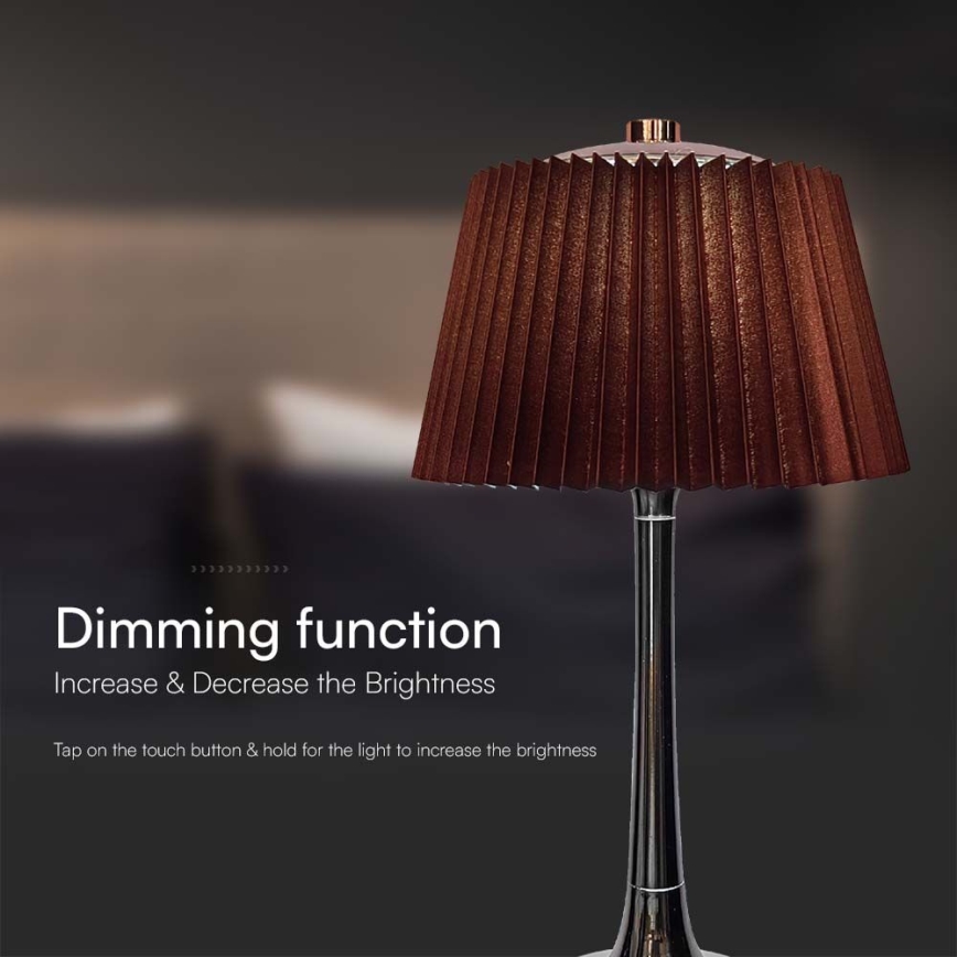 LED Himmennettävä ladattava kosketuspöytävalaisin LED/1,5W/5V 3000/4000/6000K 1800 mAh ruskea