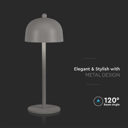 LED Himmennettävä ladattava kosketuspöytävalaisin LED/1W/5V 3000-6000K 1800 mAh harmaa