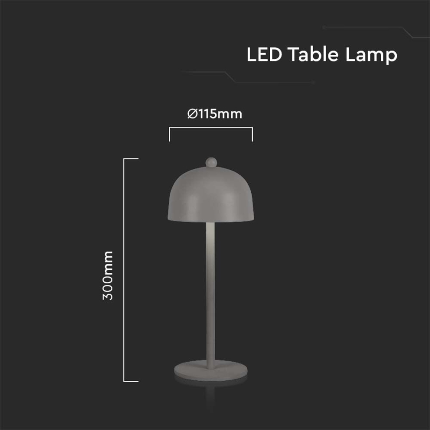LED Himmennettävä ladattava kosketuspöytävalaisin LED/1W/5V 3000-6000K 1800 mAh harmaa