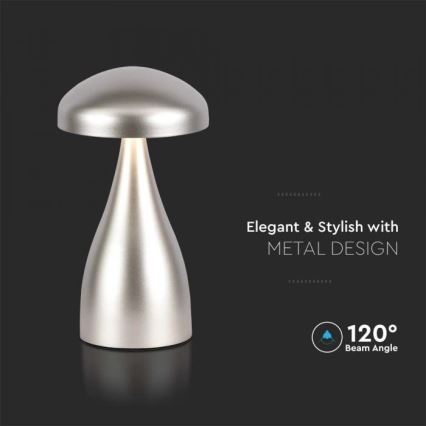 LED Himmennettävä ladattava kosketuspöytävalaisin LED/1W/5V 3000-6000K 1800 mAh hopea
