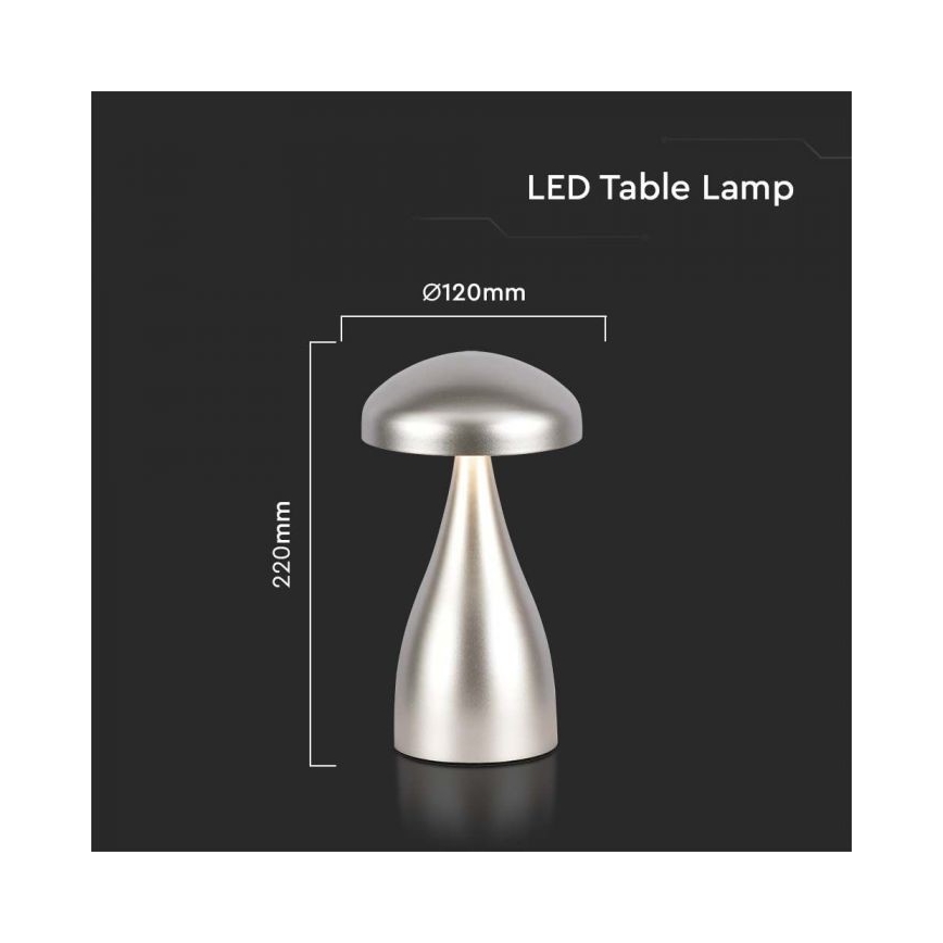 LED Himmennettävä ladattava kosketuspöytävalaisin LED/1W/5V 3000-6000K 1800 mAh hopea