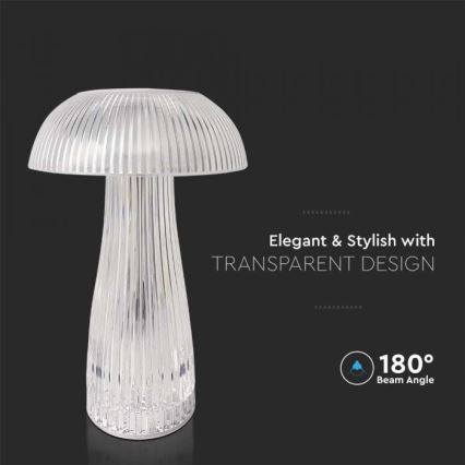 LED Himmennettävä ladattava kosketuspöytävalaisin LED/1W/5V 3000-6000K 1800 mAh läpinäkyvä