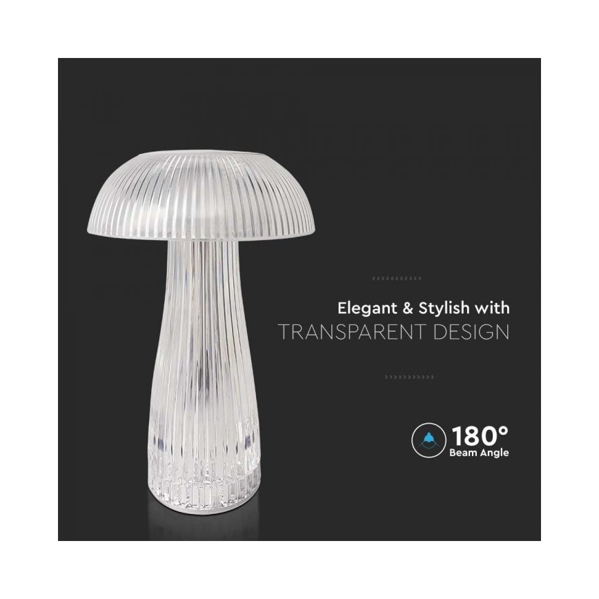 LED Himmennettävä ladattava kosketuspöytävalaisin LED/1W/5V 3000-6000K 1800 mAh läpinäkyvä
