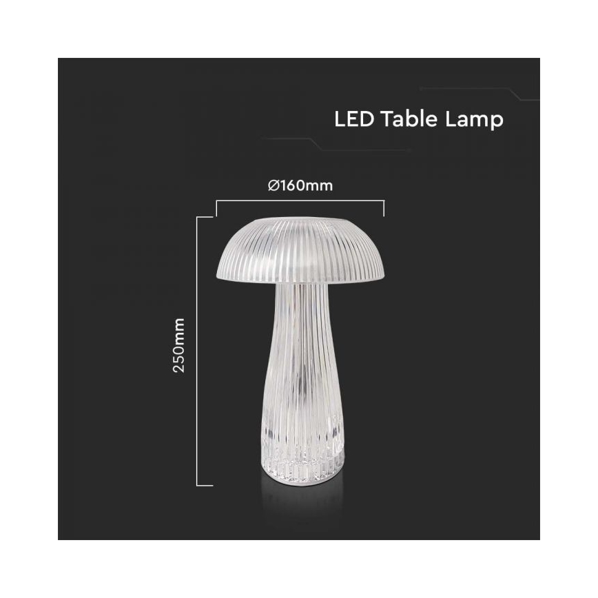 LED Himmennettävä ladattava kosketuspöytävalaisin LED/1W/5V 3000-6000K 1800 mAh läpinäkyvä