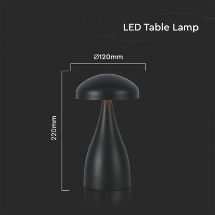 LED Himmennettävä ladattava kosketuspöytävalaisin LED/1W/5V 3000-6000K 1800 mAh musta