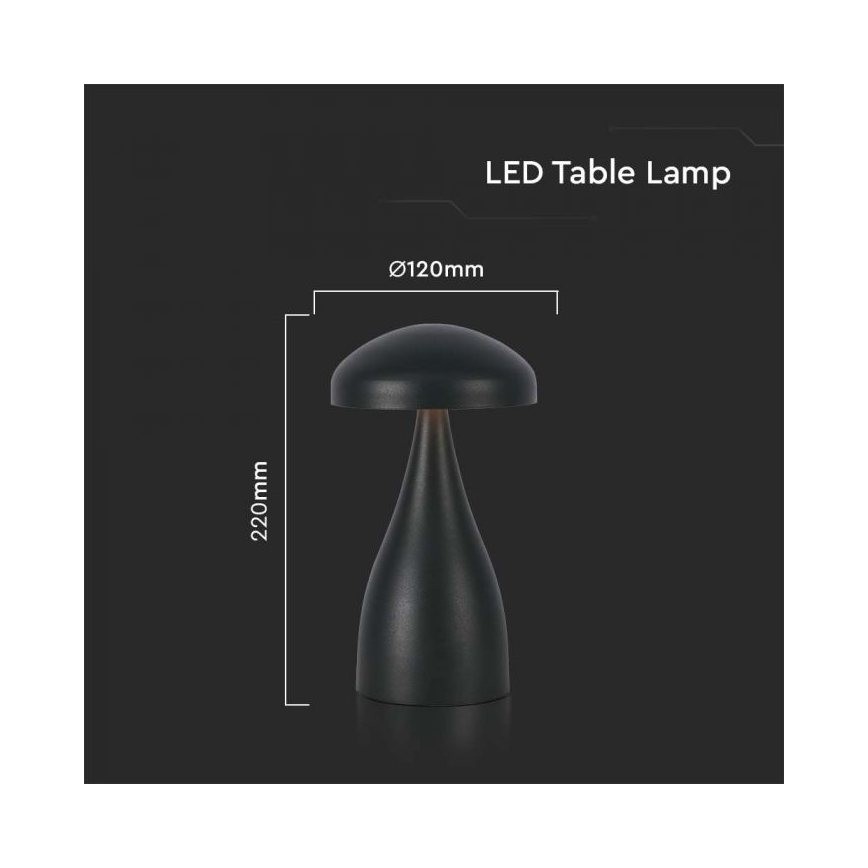 LED Himmennettävä ladattava kosketuspöytävalaisin LED/1W/5V 3000-6000K 1800 mAh musta