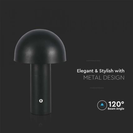 LED Himmennettävä ladattava kosketuspöytävalaisin LED/1W/5V 3000-6000K 1800 mAh musta
