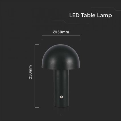 LED Himmennettävä ladattava kosketuspöytävalaisin LED/1W/5V 3000-6000K 1800 mAh musta