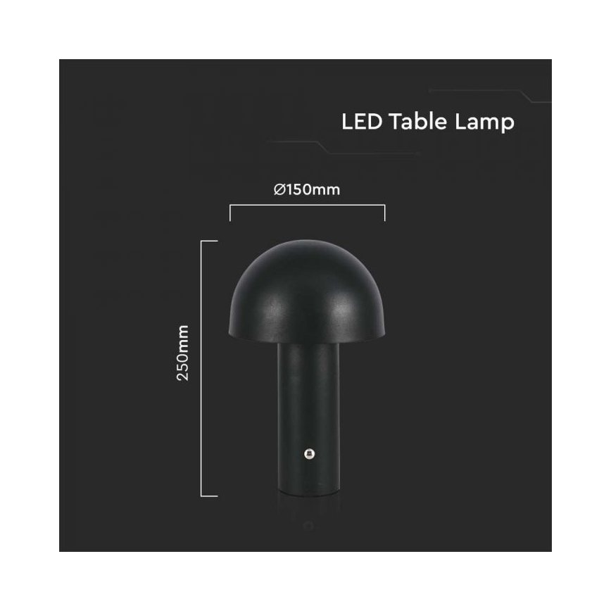 LED Himmennettävä ladattava kosketuspöytävalaisin LED/1W/5V 3000-6000K 1800 mAh musta