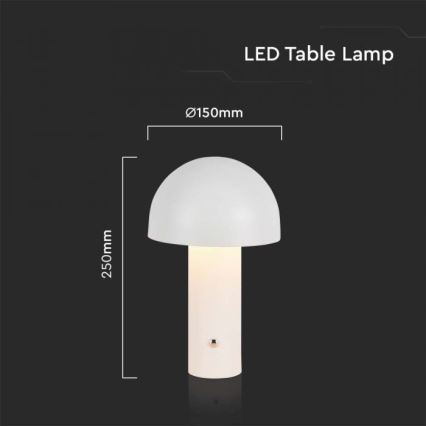 LED Himmennettävä ladattava kosketuspöytävalaisin LED/1W/5V 3000-6000K 1800 mAh valkoinen+