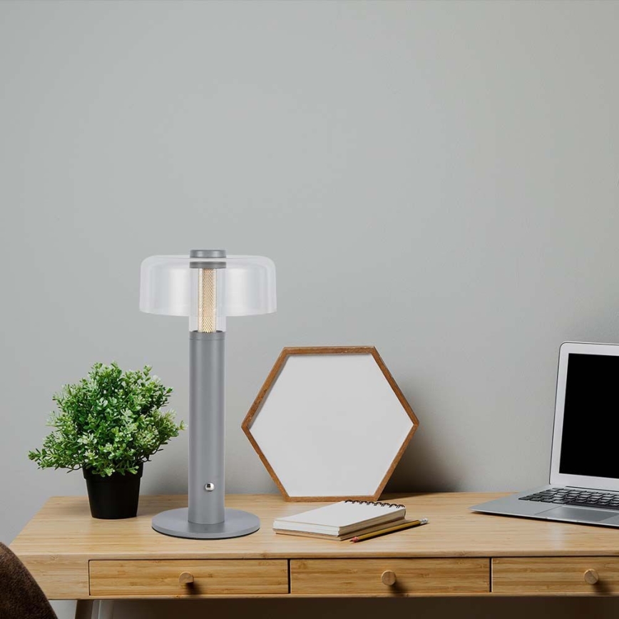 LED Himmennettävä ladattava kosketuspöytävalaisin LED/1W/5V 3000K 1800 mAh harmaa