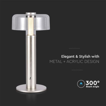 LED Himmennettävä ladattava kosketuspöytävalaisin LED/1W/5V 3000K 1800 mAh kulta