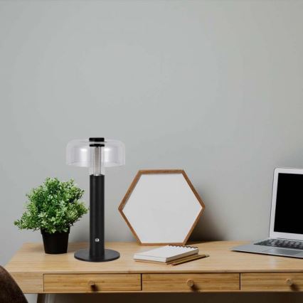 LED Himmennettävä ladattava kosketuspöytävalaisin LED/1W/5V 3000K 1800 mAh musta
